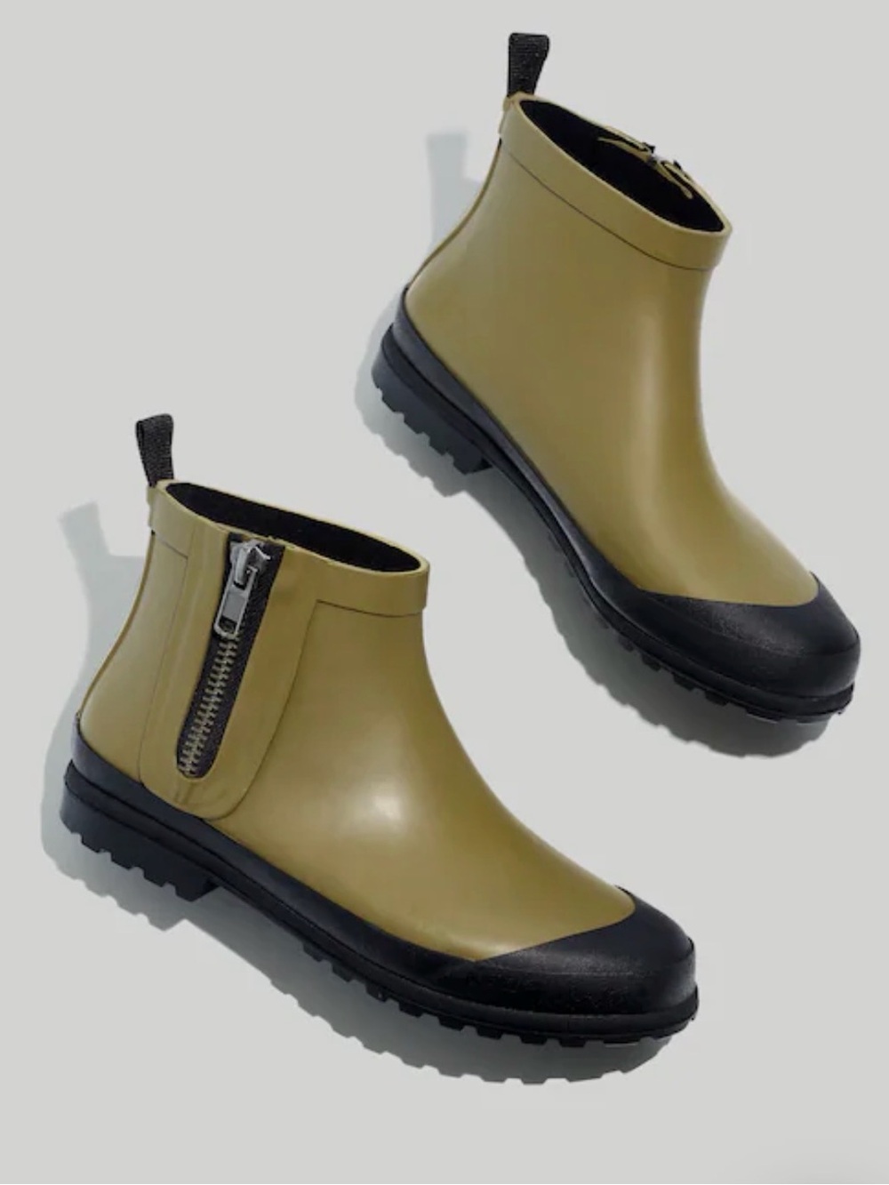 Madewell The Zip-Up Lugsole Rain Boot in Desert Moss